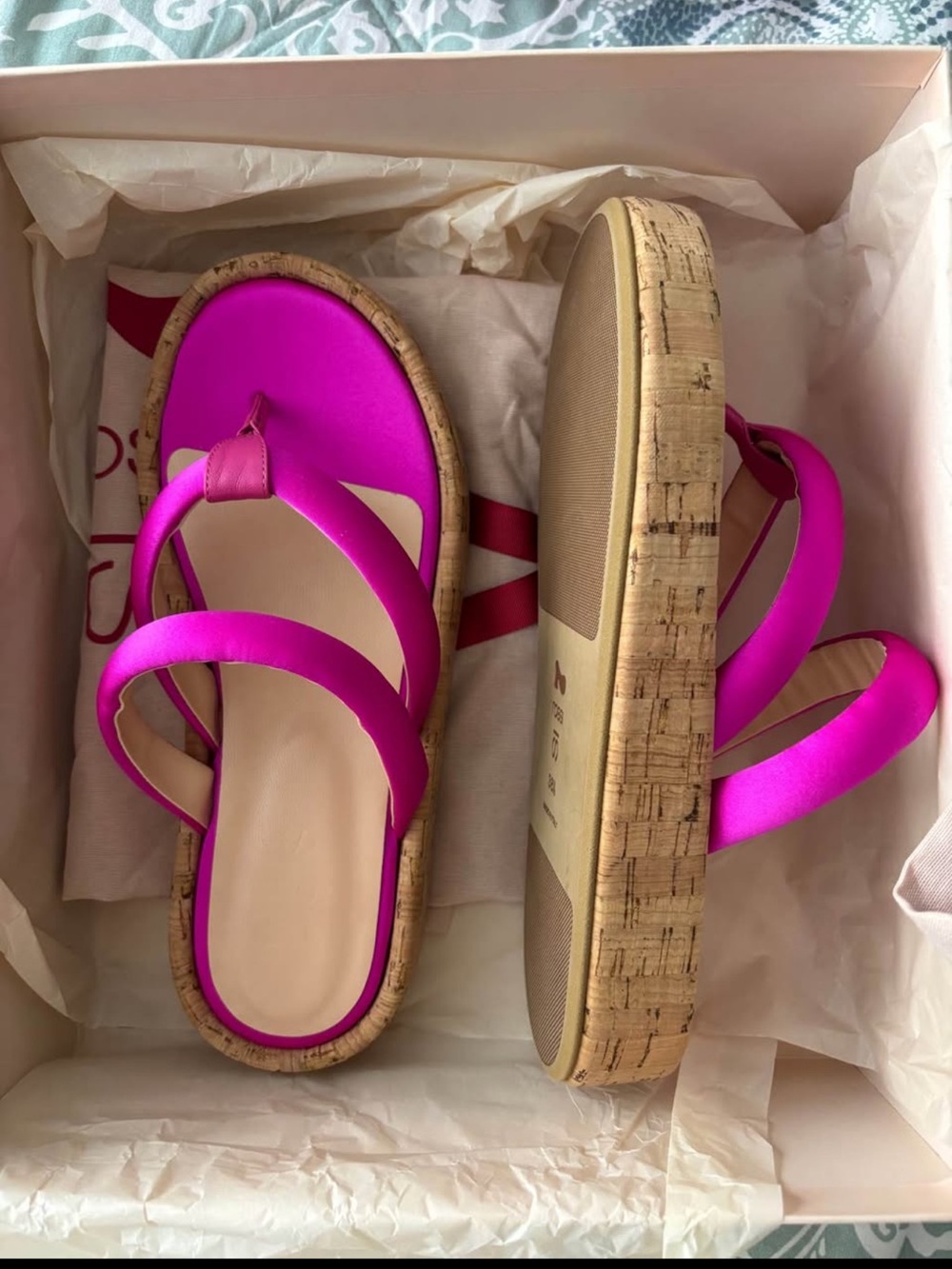 Sergio Rossi Bright Pink Cork-Platform Women's Sandals